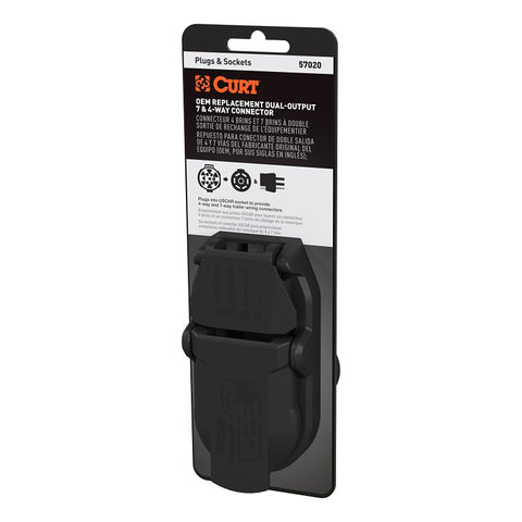 Curt 57020 Dual-Output Connector Plug, 12 V, Black