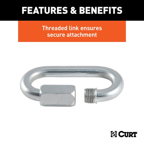 Curt 82903 Quick Link, 5/16 in Trade, 1760 lb Working Load, Steel, Clear Zinc