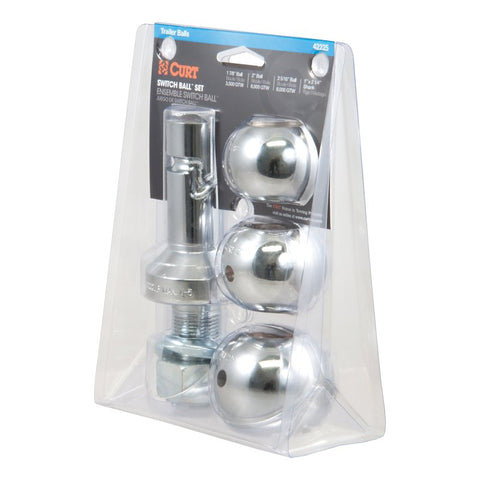 Curt 42225 Switch Ball Trailer Ball Set, 1-7/8, 2, 2-5/16 in Dia Ball, 1 in Dia Shank, Steel
