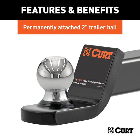 Curt 45141 Towing Starter Kit, Cat Class 3, 1-Hole, 2 in, 2 in Dia Hitch Ball, Powder-Coated