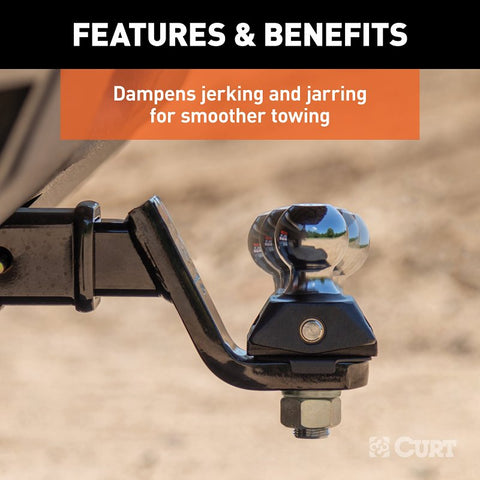 Curt RockerBall Series 45143 Cushion Hitch Kit, 3 in Drop, Class 3, 4, 5 Hitch, 2 in Dia Hitch Ball, Steel, 1/PK