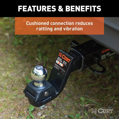 Curt RockerBall Series 45143 Cushion Hitch Kit, 3 in Drop, Class 3, 4, 5 Hitch, 2 in Dia Hitch Ball, Steel, 1/PK