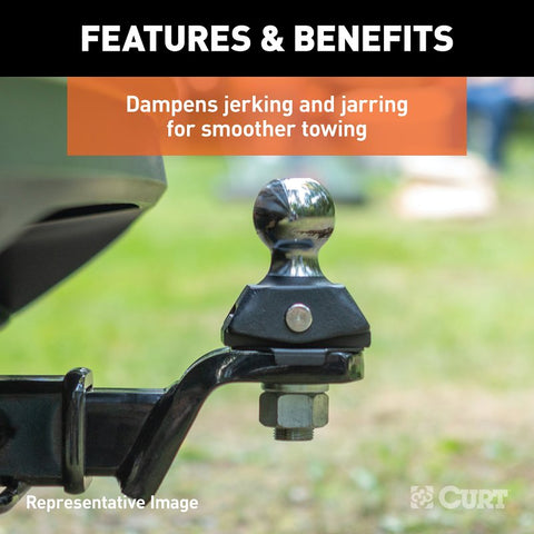 Curt RockerBall Series 45144 Cushion Hitch Kit, Cat Class 3, 4, 5, 1-Hole, 2 in, 2 in Dia Hitch Ball, Steel