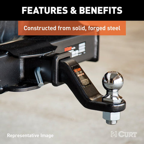 Curt 45456 Trailer Hitch Ball Mount, Cat Class 5, 1-Hole, 2-1/2 in, 1-1/4 in Dia Hitch Ball, Steel, Powder-Coated