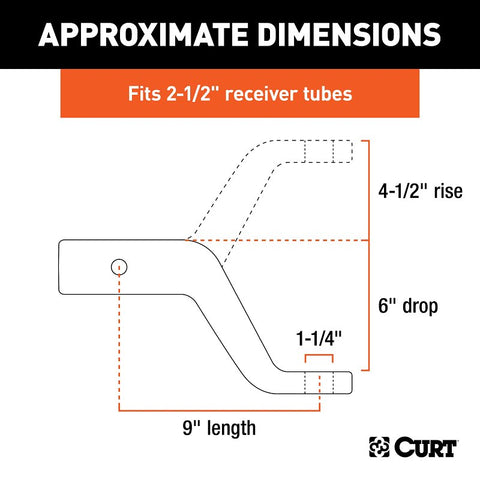 Curt 45459 Commercial-Duty Forged Ball Mount, Cat Class 5, 1-Hole, 2-1/2 in, Carbon Steel, Powder-Coated