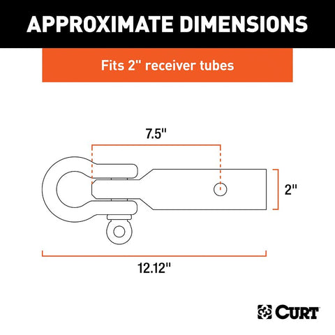 Curt 45832 D-Ring Shackle-Mount, Cat Class 4, 5, 1-Hole, 2 in, Steel, Powder-Coated