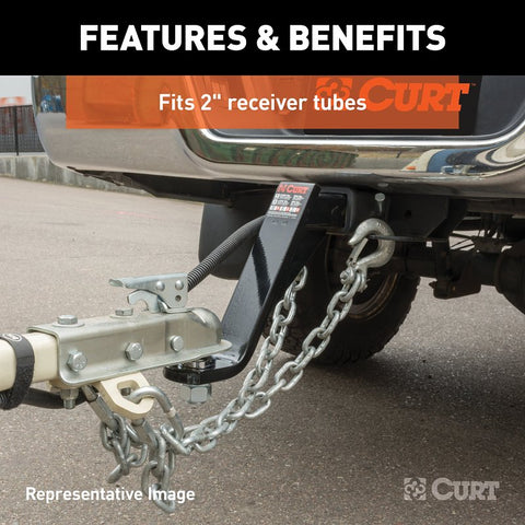 Curt 45890 Ball Mount, Cat Class 3, 1-Hole, 2 in, Carbon Steel, Powder-Coated