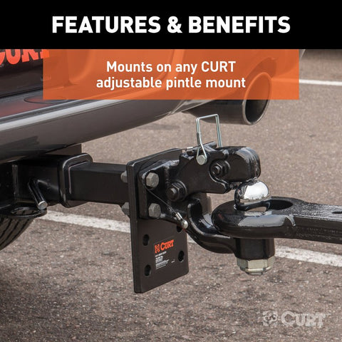 Curt 48190 Ball and Pintle Combination, 2 in, 16000 lb Working Load, Steel, Powder-Coated