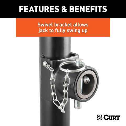 Curt 28320 Pipe-Mount Jack, 2000 lb Lifting, 10 in Max Lift H