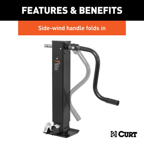 Curt 28512 Square Jack, 12,000 lb Lifting, 12-1/2 in Max Lift H, Carbide