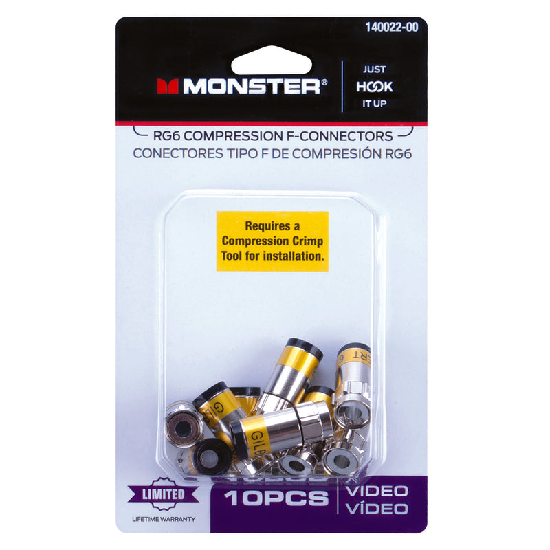 Monster Just Hook It Up Compression RG6 Compression Connector 10 pk ...