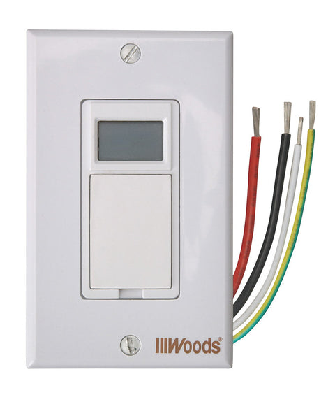 Woods Indoor 7 Day Digital In Wall Timer 15 amps 120 volts
