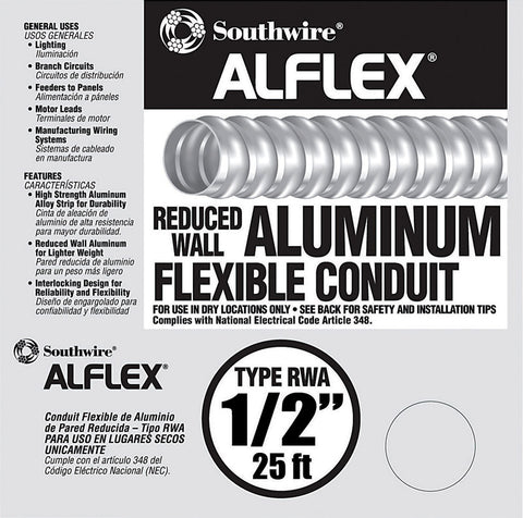 Shell Coat Conduit Southwire 1/2 in. Dia. x 25 ft. L Flexible Electrical Conduit FMC Alum ...