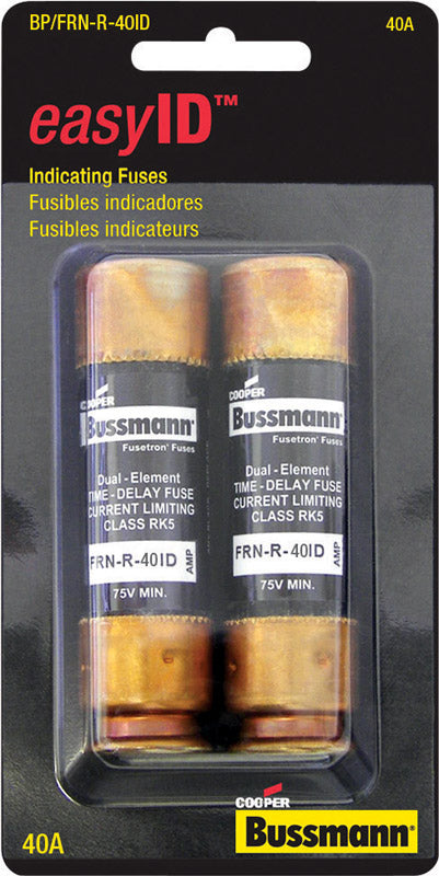Bussmann easy ID Dual Element Time Delay Fuse 40 amps 250 volts 2 pk For AC Power Distribution Sys