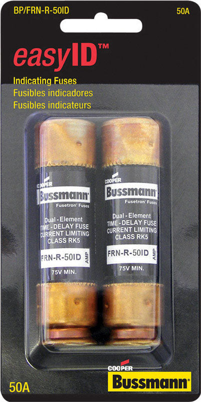 Bussmann easyID Dual Element Time Delay Fuse 50 amps 250 volts 2 pk For AC Power Distribution Syst