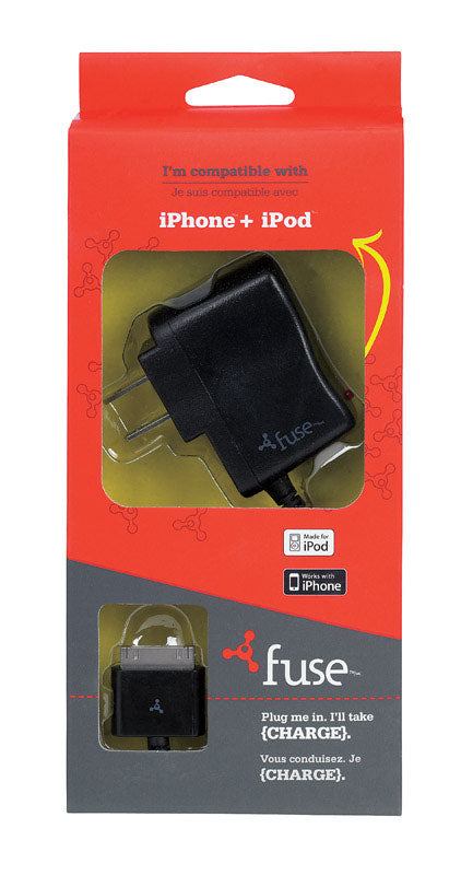 Fonegear Black Apple iPhone and iPod Wall Charger 5 ft. L