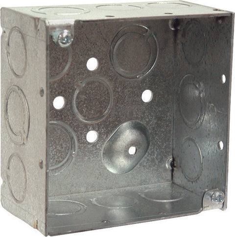 Raco 4 in. H Square 2 Gang Junction Box 1/2 in. Gray Steel