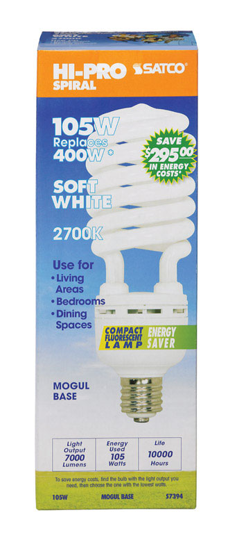 Satco HI-PRO CFL Bulb 105 watts 7000 lumens Spiral T5 11.25 in. L Soft White 1 pk