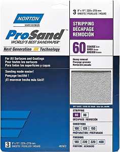 Norton ProSand 07660768164 Sanding Sheet, 11 in L, 9 in W, Coarse, 60 Grit, Aluminum Oxide Abrasive, Paper Backing