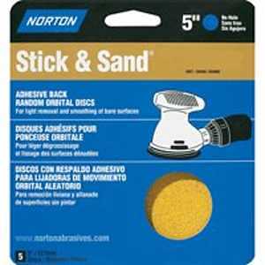 Norton 07660748907 Sanding Disc, 5 in Dia, P80 Grit, Coarse, Aluminum Oxide Abrasive, No-Hole