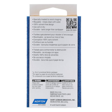 Norton ProSand 82073 Sanding Sponge, 4-1/2 in L, 2-11/16 in W, 180 Grit, Very Fine, Aluminum Oxide Abrasive