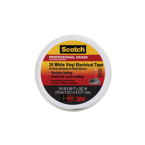 Scotch 3/4 in. W x 66 ft. L Vinyl Electrical Tape White