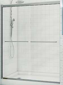 Maax Aura 135665-900-084000 Shower Door, Chrome Frame, Clear Glass, Tempered Glass, Semi Frame, 2-Panel, Glass