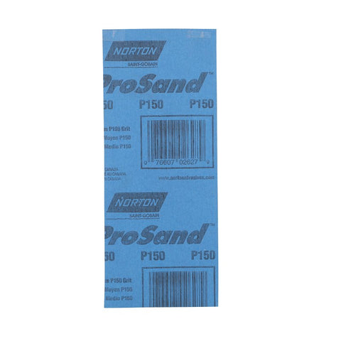 Norton ProSand A259PS Series 68535 Sandpaper, 3-2/3 in W, 9 in L, 150 Grit, Fine, Aluminum Oxide Abrasive, Paper Backing