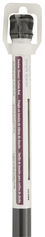 Simple Spaces SD-SR36-BK Shower Curtain Rod, 7.5 lb, 36 to 63 in L Adjustable, 1 in Dia Rod, Steel, Matte