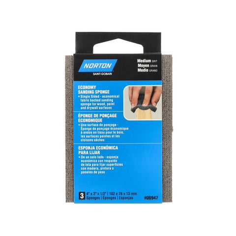Norton 07660700947 Specialty Abrasive Sponge, 4 in W, 3 in L, 1/2 in Thick