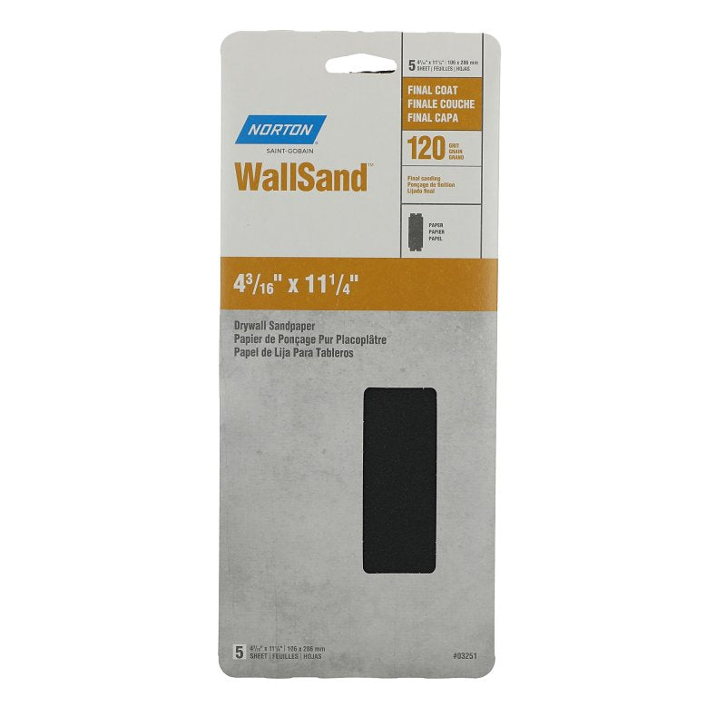 Norton 02299 Drywall Sand Paper, 11-1/4 in L, 4-3/16 in W, P120D Grit ...