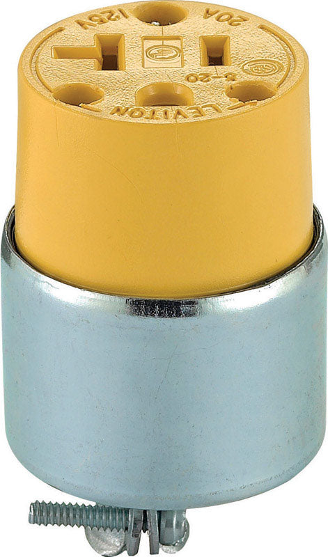 Leviton Commercial Armored Polarized Straight Blade Plug 5-20R 2 Pole, 3 Wire Yellow