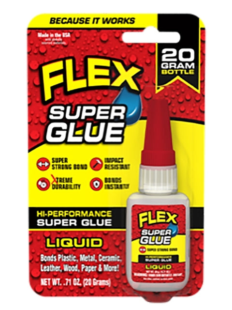 Flex Seal SGLIQB20 High Performance Super Glue, Liquid, Clear, 20 g Bottle, Pack of 8