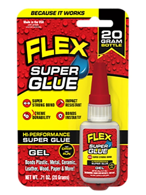 Flex Seal SGGELB20 High Performance Super Glue, Gel, Clear, 20 g Bottle, Pack of 8