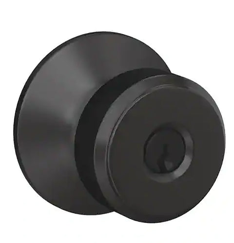 Schlage F51ABOW622 Knob Lock, Matte, Black