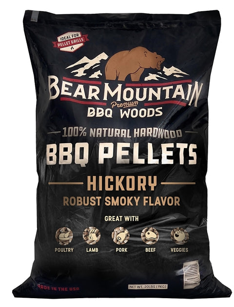 Bear Mountain FK14 BBQ Pellet, Hickory, 20 in L, Hardwood, 20 lb Bag