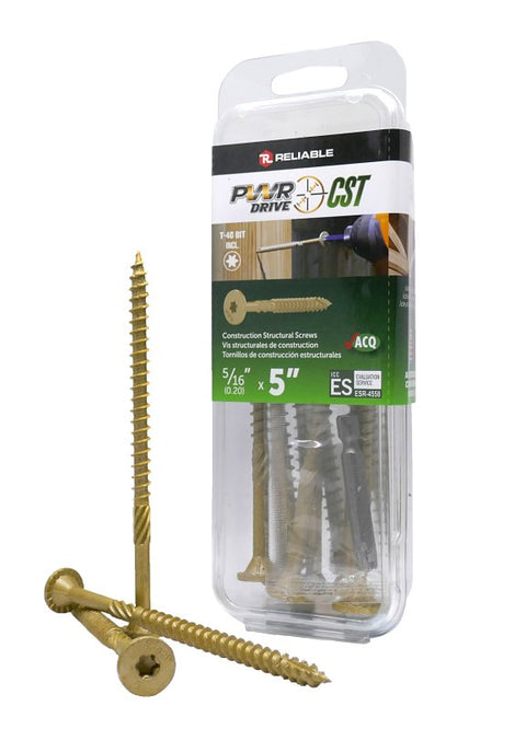 PWR DRIVE FTC17GO5165MR General Construction Structural Screw, 5/16 in Thread, 5 in L, Coarse Thread, Star Drive, Steel