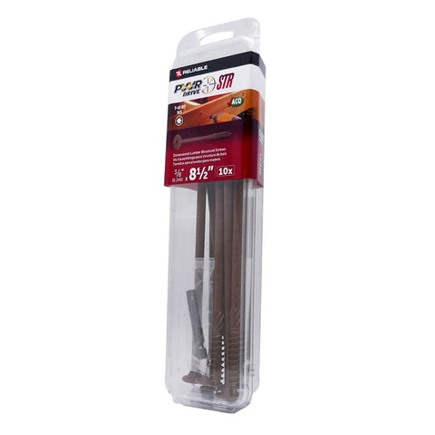 PWR DRIVE FTC17BR38812MR Deck Screw, 3/8 in Thread, 8-1/2 in L, Coarse Thread, Flat with Nibs Head, Star Drive, Steel