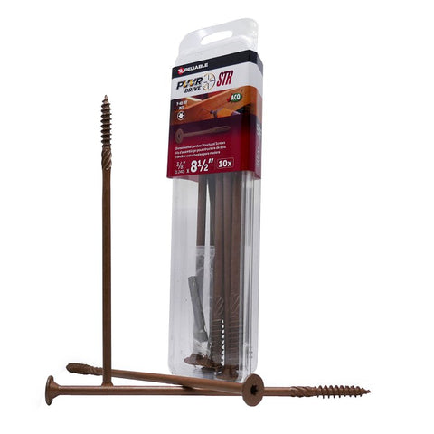 PWR DRIVE FTC17BR38812MR Deck Screw, 3/8 in Thread, 8-1/2 in L, Coarse Thread, Flat with Nibs Head, Star Drive, Steel