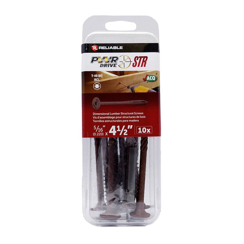 PWR DRIVE FTC17BR516412MR Deck Screw, 5/16 in Thread, 4-1/2 in L, Coarse Thread, Flat with Nibs Head, Star Drive, Steel