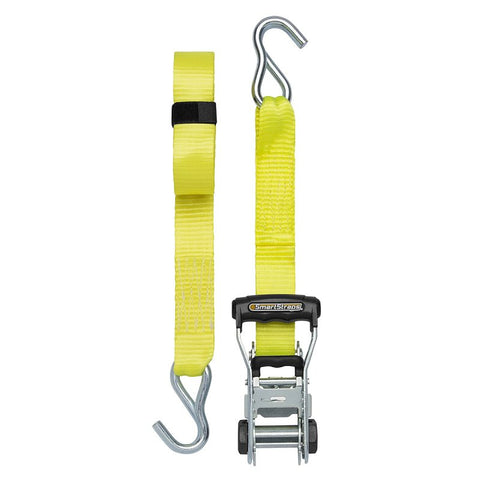 SmartStrap Rachet X Series 351 Stamped Rail Tie-Down, 1-1/2 in W, 14 ft L, Polyester/Steel, Yellow, 1667 lb