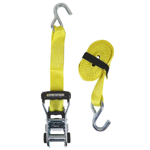 SmartStrap Rachet X Series 351 Stamped Rail Tie-Down, 1-1/2 in W, 14 ft L, Polyester/Steel, Yellow, 1667 lb