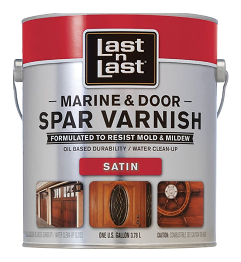 Last n Last 94101 Spar Varnish, Satin, Amber, Liquid, 1 gal, Pack of 2