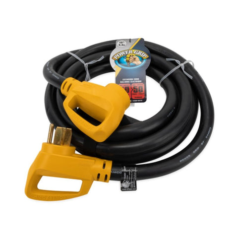PowerGrip 55194 Extension Cord, 15 ft Cable, Male, Female, Black Jacket