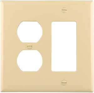 Eaton Wiring Devices PJ826V Combination Wallplate, 4-7/8 in L, 4-15/16 in W, 2 -Gang, Polycarbonate, Ivory, Pack of 20
