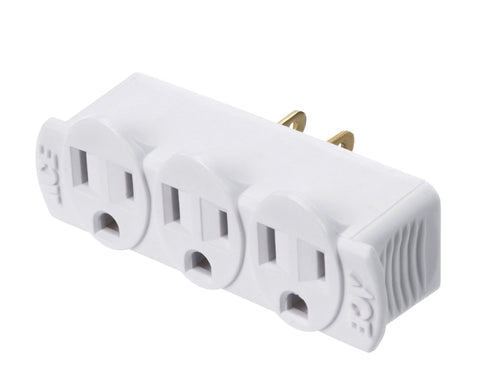 Ace Grounded Triple Outlet Adapter White 15 amps 125 volts 1 pk