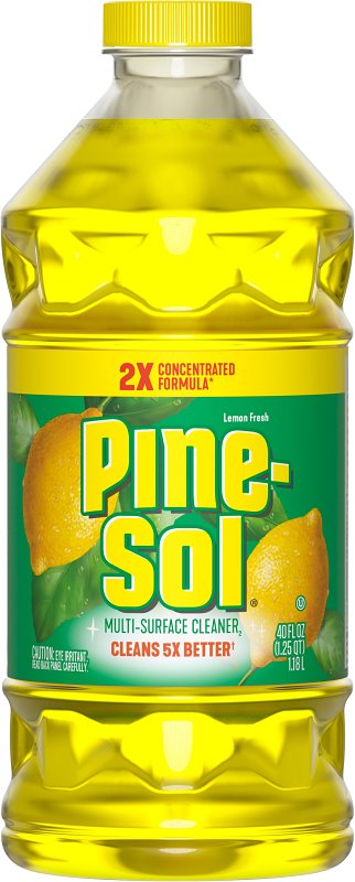 Pine-Sol 10041294601655 Multi-Surface Cleaner and Disinfectant, 40 oz, Bottle, Liquid, Lemon Fresh, Pack of 8