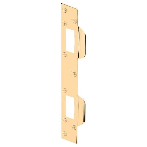 Defender Security U 9480 Combination Door Strike Plate, 11 in L, 1-5/8 in W, Steel, Brass