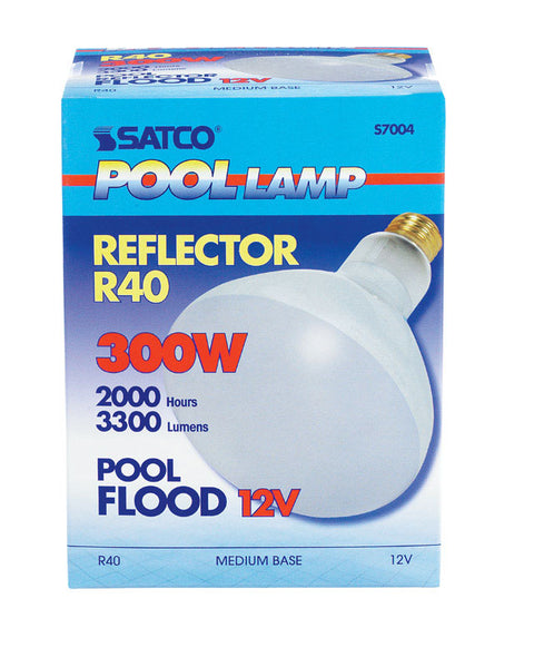 Satco Pool Lamp Incandescent Light Bulb 300 watts 2960 lumens Floodlight BR40 Medium Base (E26)