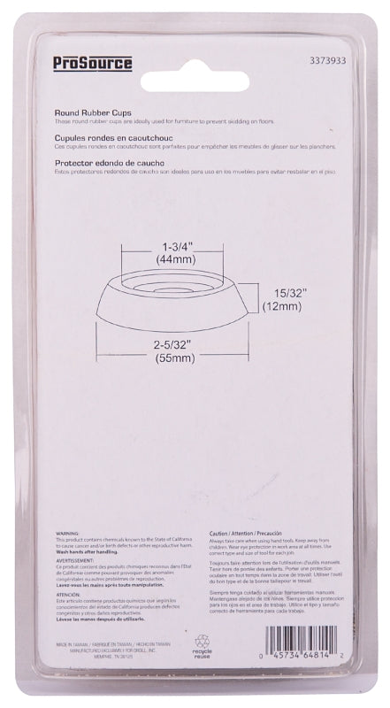 ProSource FE-S709-PS Caster Furniture Glide, Rubber, Brown, Brown, 2-5/32 x 2-5/32 x 15/32 in Dimensions